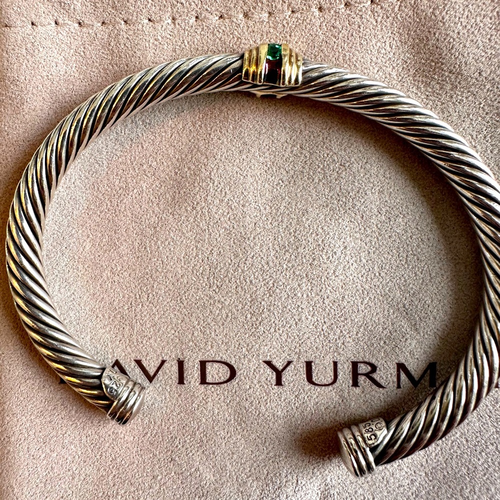 David Yurman bracelet with emerald stones